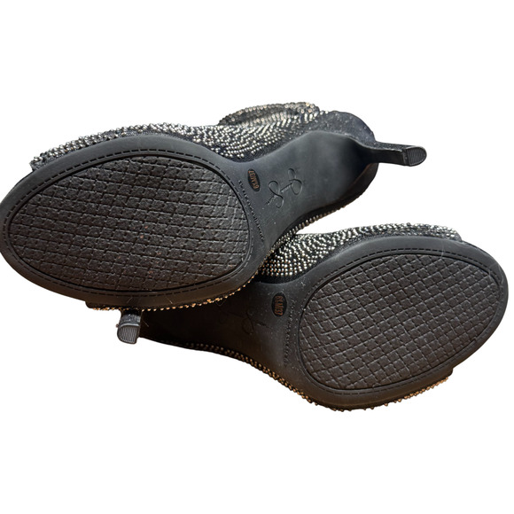 JESSICA SIMPSON Rinnah Women 37/US6.5M Rhinestone Open Toe Slouchy Booties NYE - Picture 10 of 14